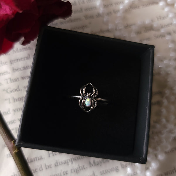 Opal Spider Ring Sterling Silver