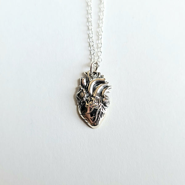 Anatomical Heart Necklace - Sterling Silver