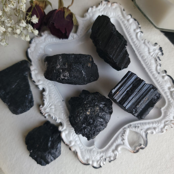 Large Black Tourmaline Crystal Set
