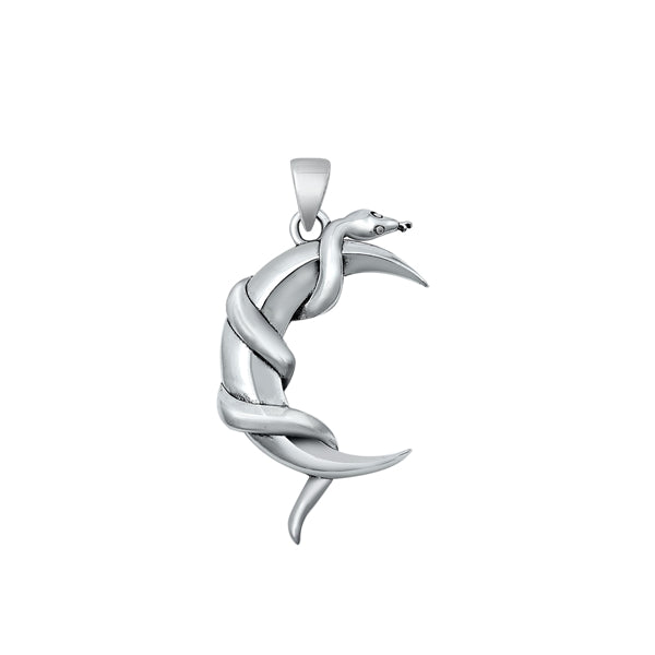 Snake Moon Necklace - Sterling Silver