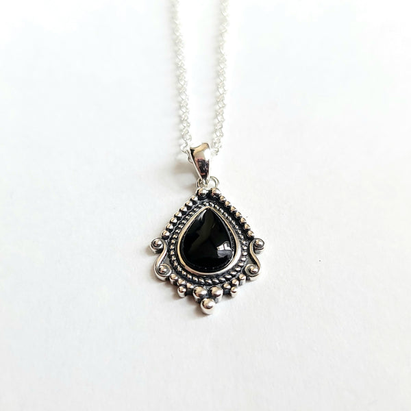 Matilda Obsidian Gem Necklace Sterling Silver