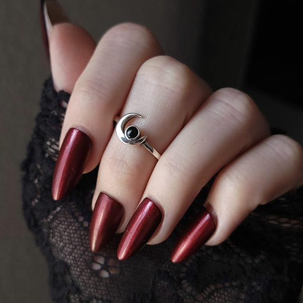 Black Moon Ring - Sterling Silver Ring