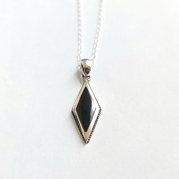 Alice - Obsidian Diamond Necklace Sterling Silver