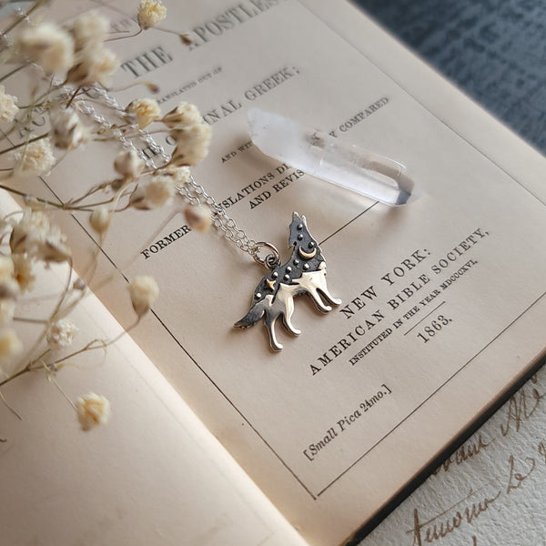 Nocturnal - Wolf Landscape Necklace - Sterling Silver