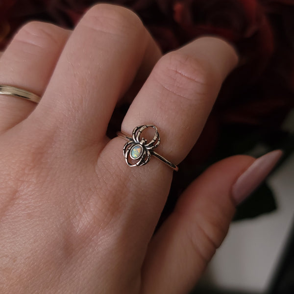 Opal Spider Ring Sterling Silver