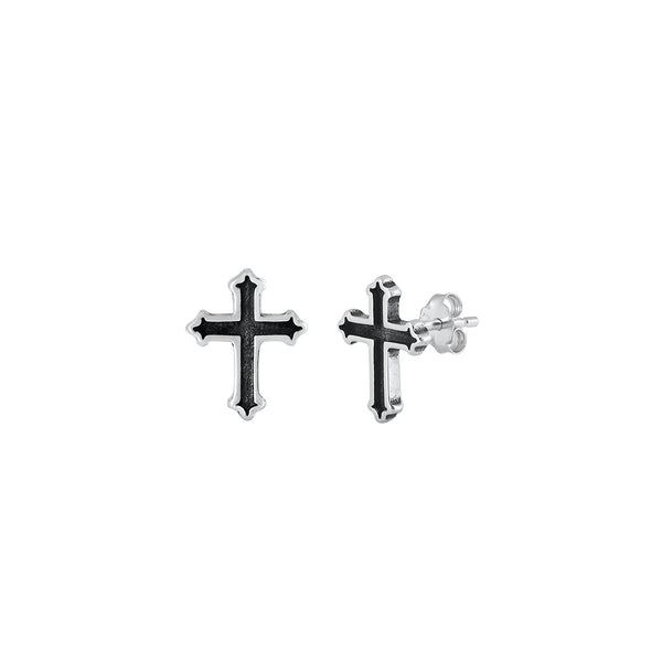 Gothic Cross Earrings - Sterling Silver