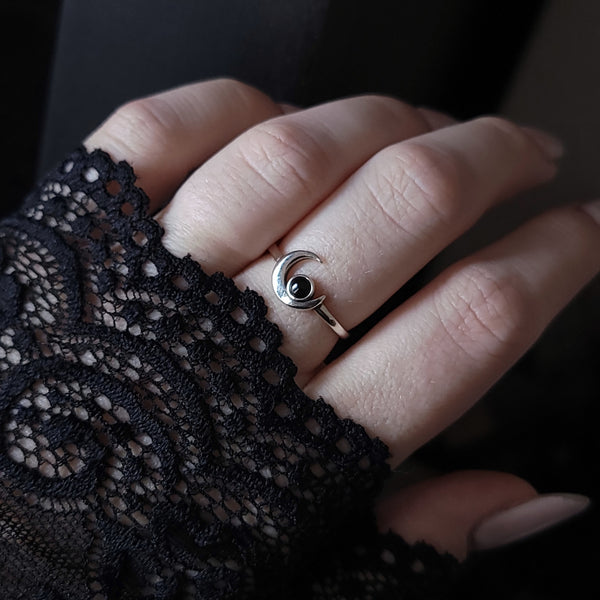Black Moon Ring - Sterling Silver Ring