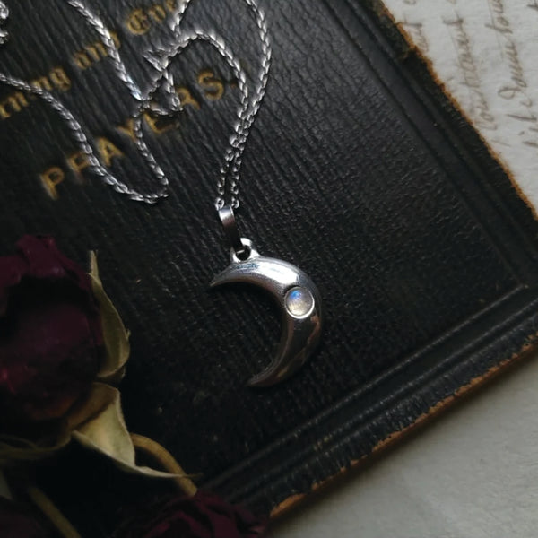 Sterling Silver Moon Necklace - Moonstone