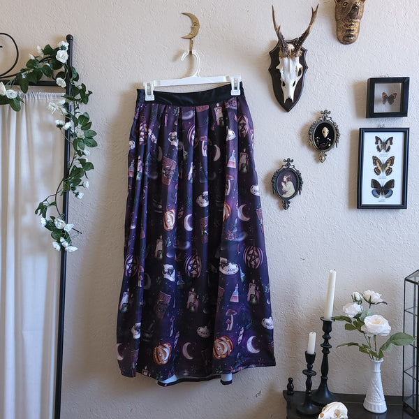 Autumn Witch Purple Pleated Long Skirt