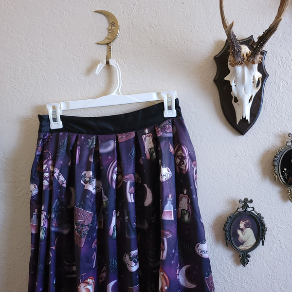 Autumn Witch Purple Pleated Long Skirt