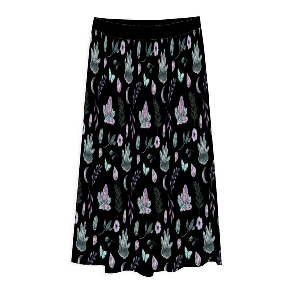 Crystal Collector All Over Print Pleated Long Skirt