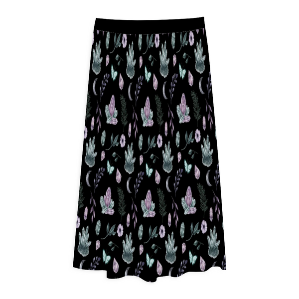 Crystal Collector All Over Print Pleated Long Skirt