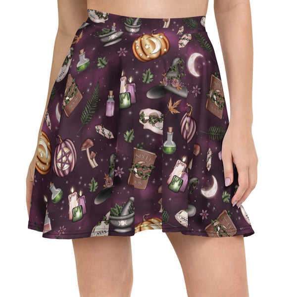 Autumn Witch Purple Skater Skirt