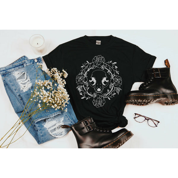 Cat Skull & Roses T-Shirt