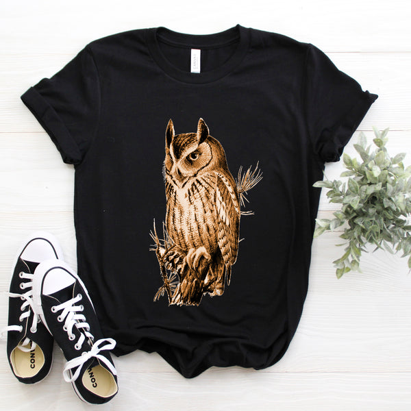 Owl Vintage Style Illustration T-Shirt